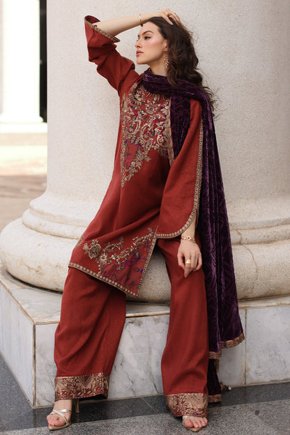3-pc Stitched Embroidered Dyed Leather Shirt