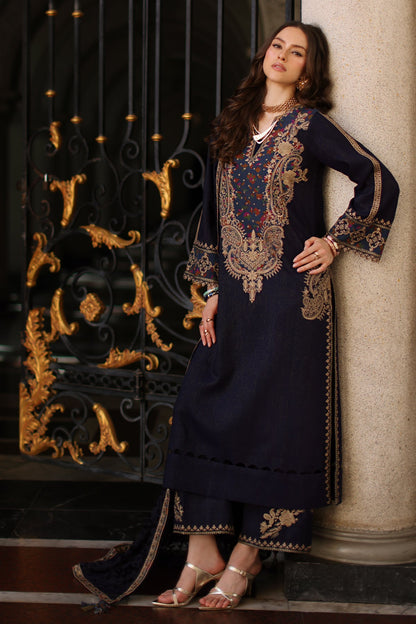 3-pc Stitched Embroidered Dyed Leather Shirt
