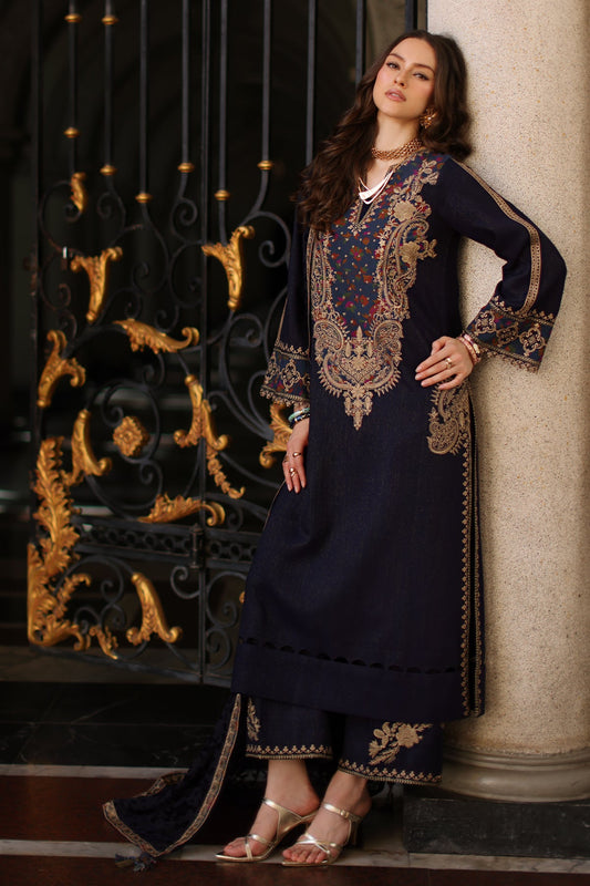 3-pc Stitched Embroidered Dyed Leather Shirt