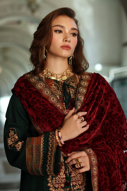 3-pc Stitched Embroidered Dyed Leather Shirt