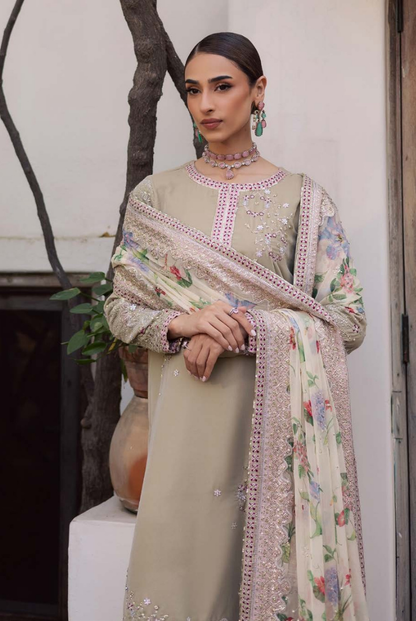 3 Piece Stitched Embroidered Velvet Suit with Shawl | Luxury Wedding Wear MAYA by Nureh