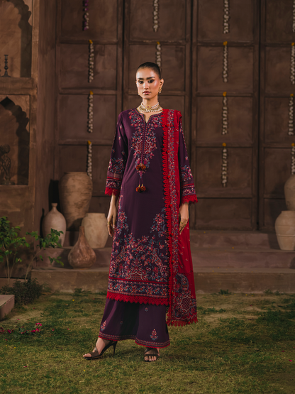 3 PC - Eshaisha Winter '25 - Stitched Neps Karandi - Deep Purple