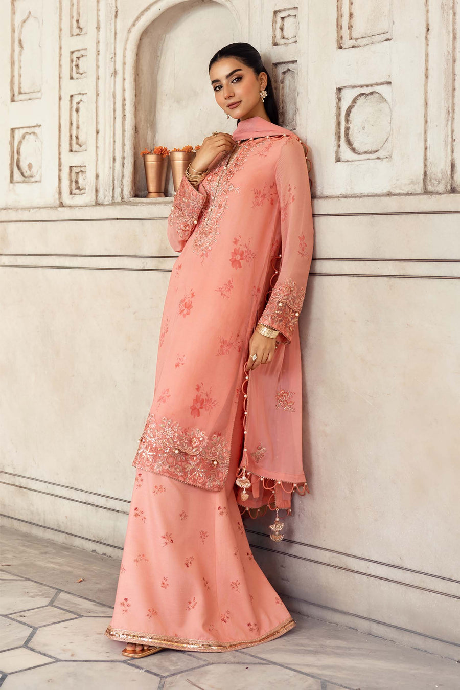 3 Piece Stitched Embroidered Chiffon Suit