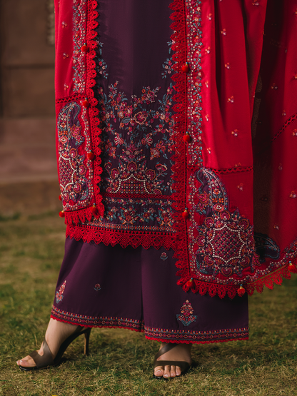 3 PC - Eshaisha Winter '25 - Stitched Neps Karandi - Deep Purple