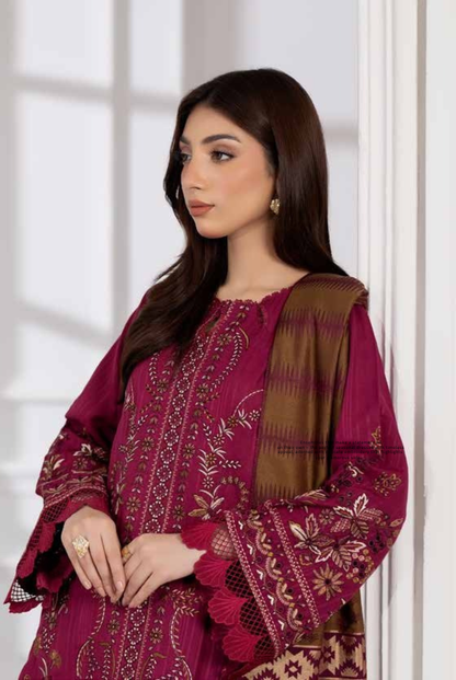 3 Piece Stitched Embroidered Winter Collection with Jacquard Shawl – Ameeli by Johra