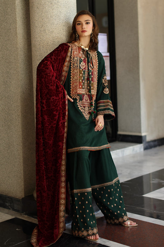 3-pc Stitched Embroidered Dyed Leather Shirt