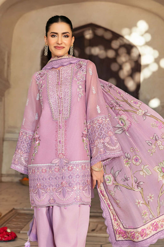 3 Pc Stitched Embroidered Silk Cotton Net Suit 04