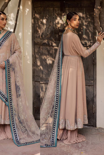 3 Piece Stitched Embroidered Velvet Suit with Shawl | Luxury Wedding Wear MAYA by Nureh