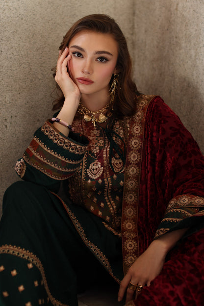 3-pc Stitched Embroidered Dyed Leather Shirt