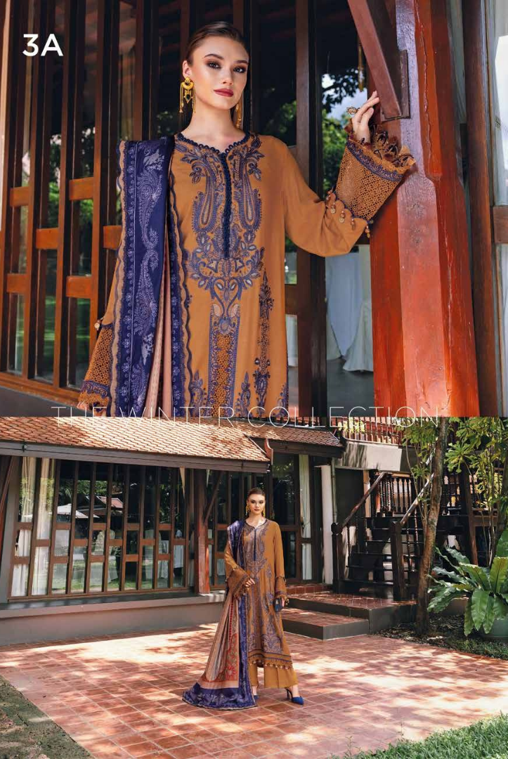 3 Piece Stitched Printed Linen Suit Maria B MPrints Winter Collection MBMP