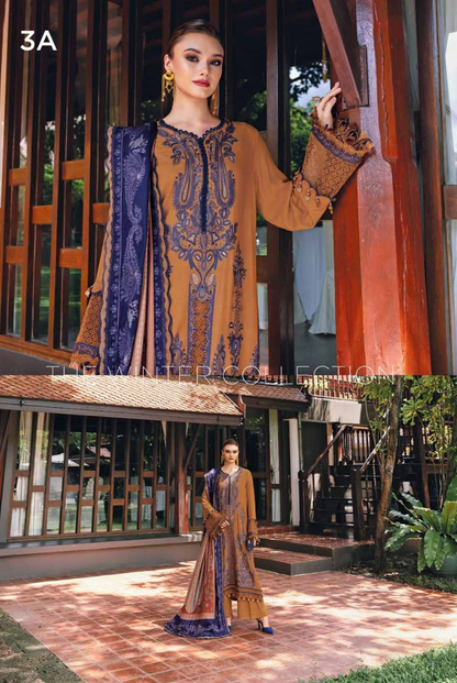 3 Piece Stitched Printed Linen Suit Maria B MPrints Winter Collection MBMP