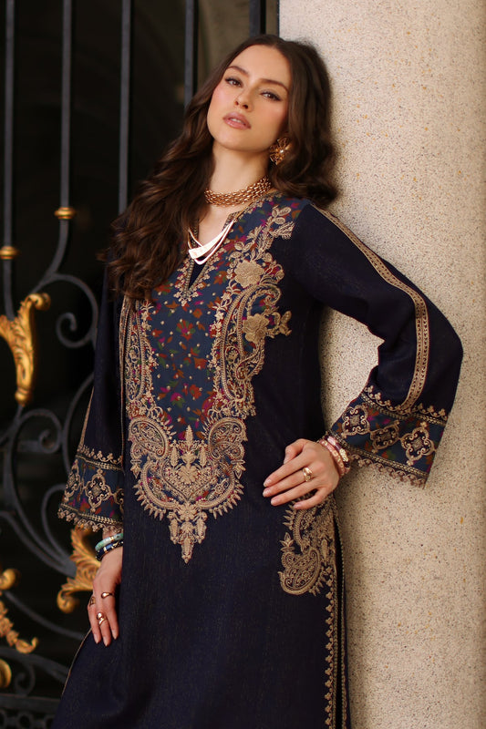 3-pc Stitched Embroidered Dyed Leather Shirt