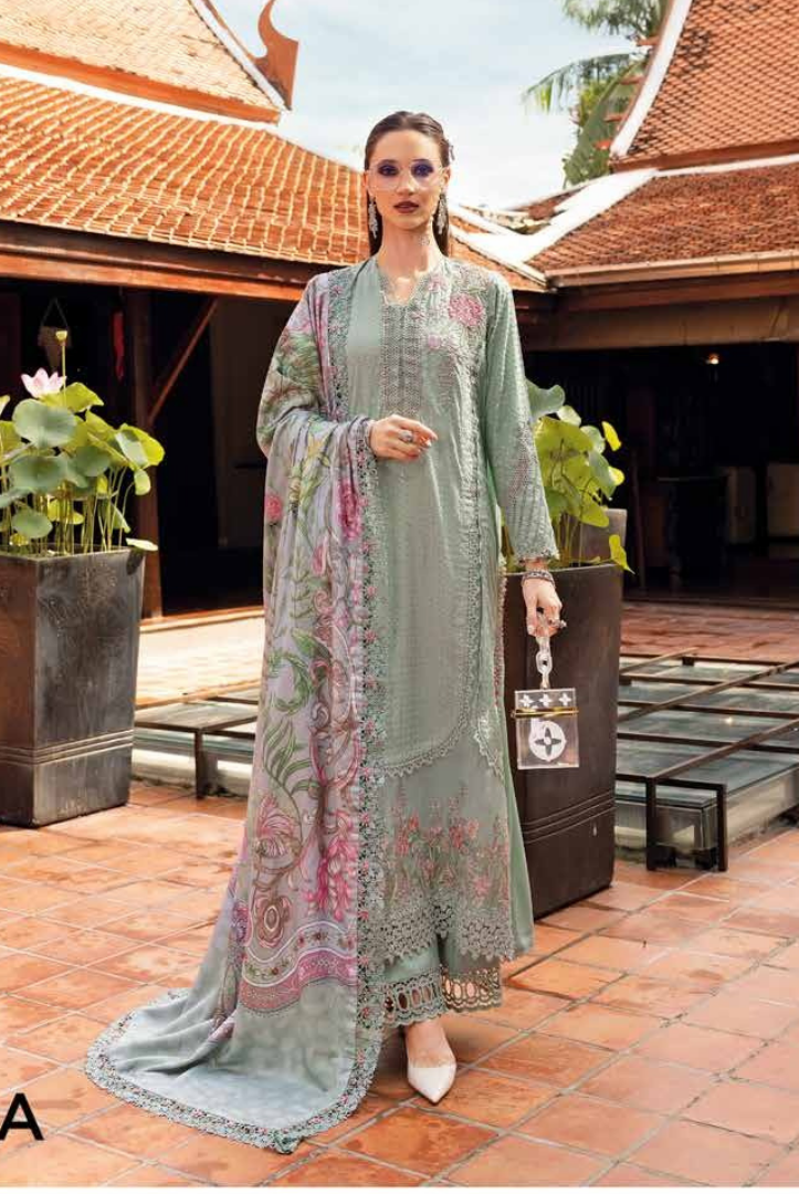 3 Piece Stitched Printed Linen Suit Maria B MPrints Winter Collection MBMP