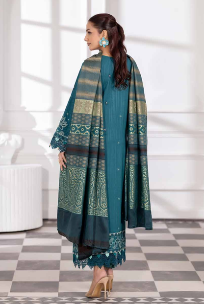3 Piece Stitched Embroidered Winter Collection with Jacquard Shawl – Ameeli by Johra