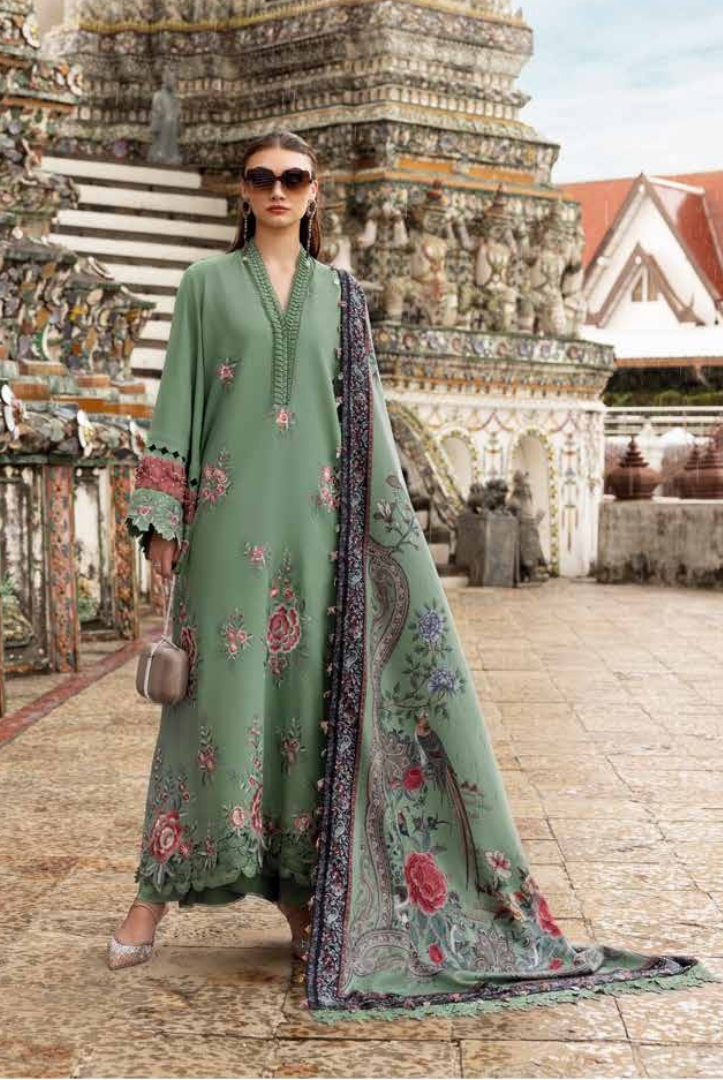 3 Piece Stitched Printed Linen Suit Maria B MPrints Winter Collection MBMP