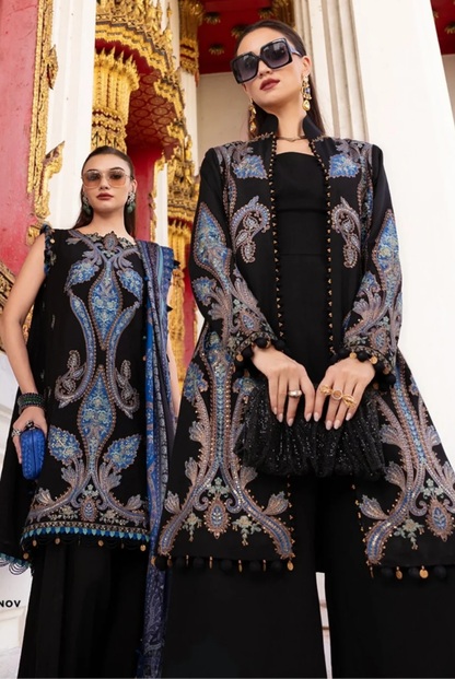 3 Piece Stitched Printed Linen Suit Maria B MPrints Winter Collection MBMP