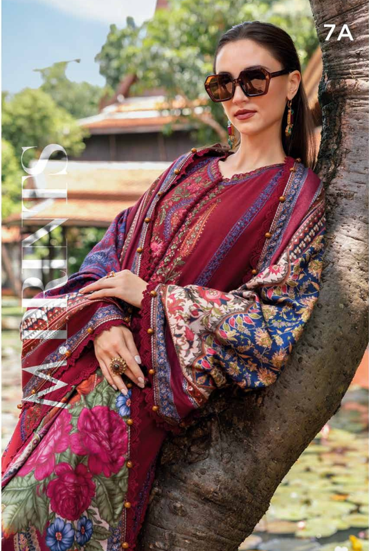 3 Piece Stitched Printed Linen Suit Maria B MPrints Winter Collection MBMP
