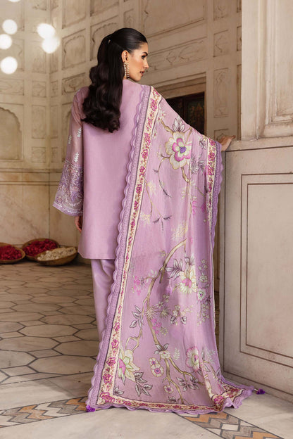 3 Pc Stitched Embroidered Silk Cotton Net Suit
