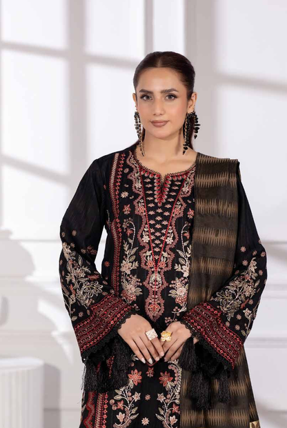 3 Piece Stitched Embroidered Winter Collection with Jacquard Shawl – Ameeli by Johra