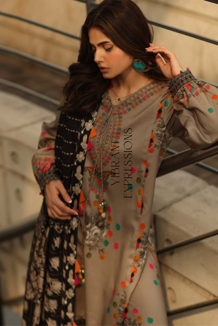 3 Piece Stitched Linen Collection C-Prints by Charizma