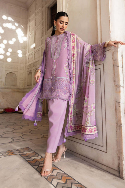 3 Pc Stitched Embroidered Silk Cotton Net Suit