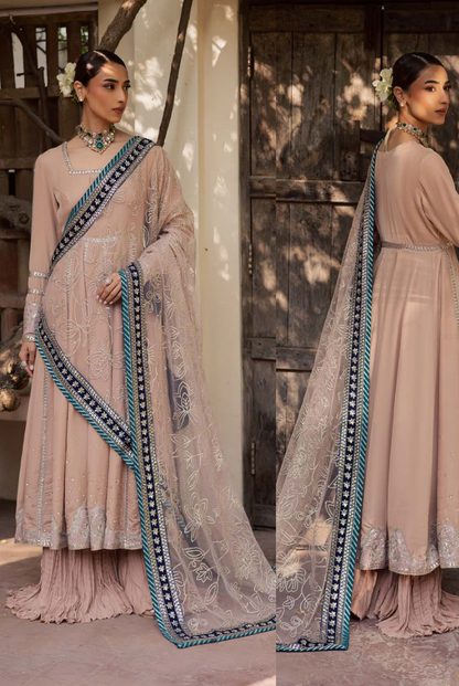 3 Piece Stitched Embroidered Velvet Suit with Shawl | Luxury Wedding Wear MAYA by Nureh