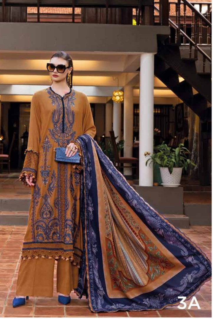 3 Piece Stitched Printed Linen Suit Maria B MPrints Winter Collection MBMP