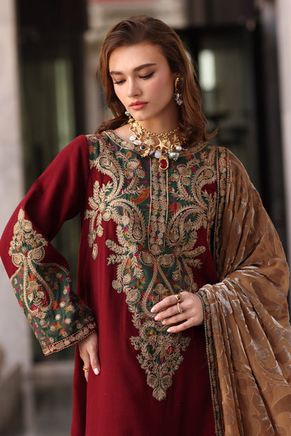 3-pc Stitched Embroidered Dyed Leather Shirt