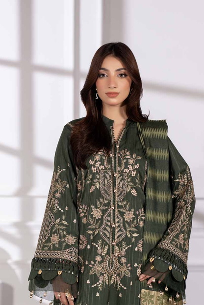 3 Piece Stitched Embroidered Winter Collection with Jacquard Shawl – Ameeli by Johra