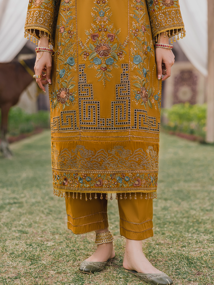 3 PC - Eshaisha Winter '25 - Stitched Slub Khaddar - Mustard