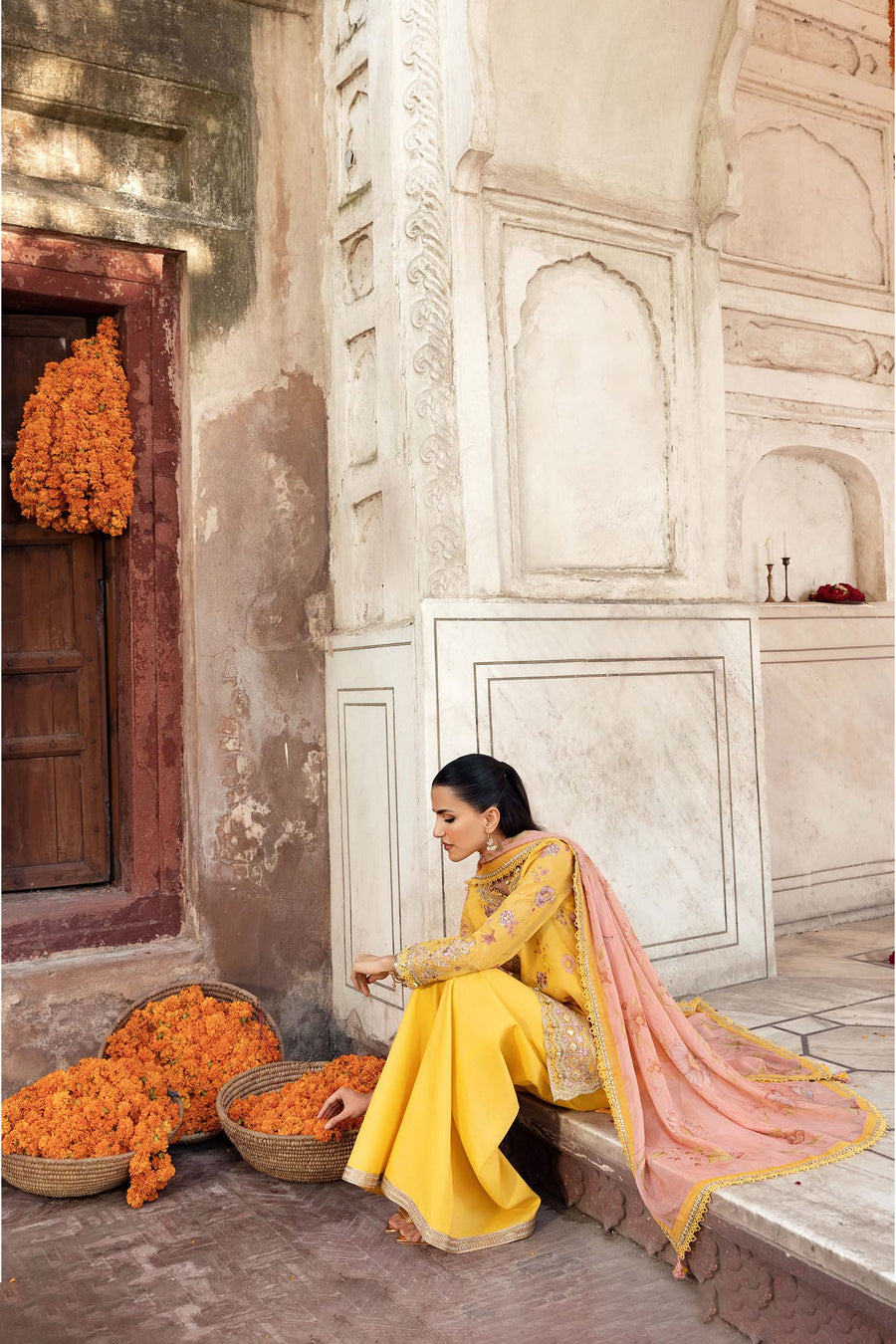 3 Pc Stitched Embroidered Silk Cotton Net Suit