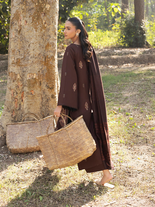 3 PC - Mystique by Sanam Saeed - Stitched Luxury Collection - Chocolate Brown (Article-08)