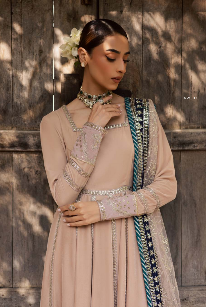 3 Piece Stitched Embroidered Velvet Suit with Shawl | Luxury Wedding Wear MAYA by Nureh