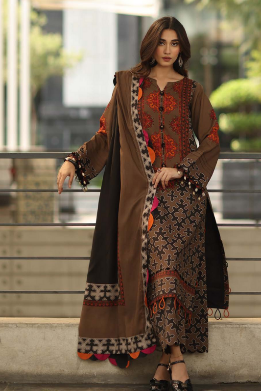 3 Piece Stitched Linen Collection C-Prints by Charizma