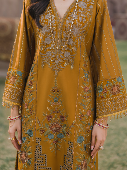 3 PC - Eshaisha Winter '25 - Stitched Slub Khaddar - Mustard